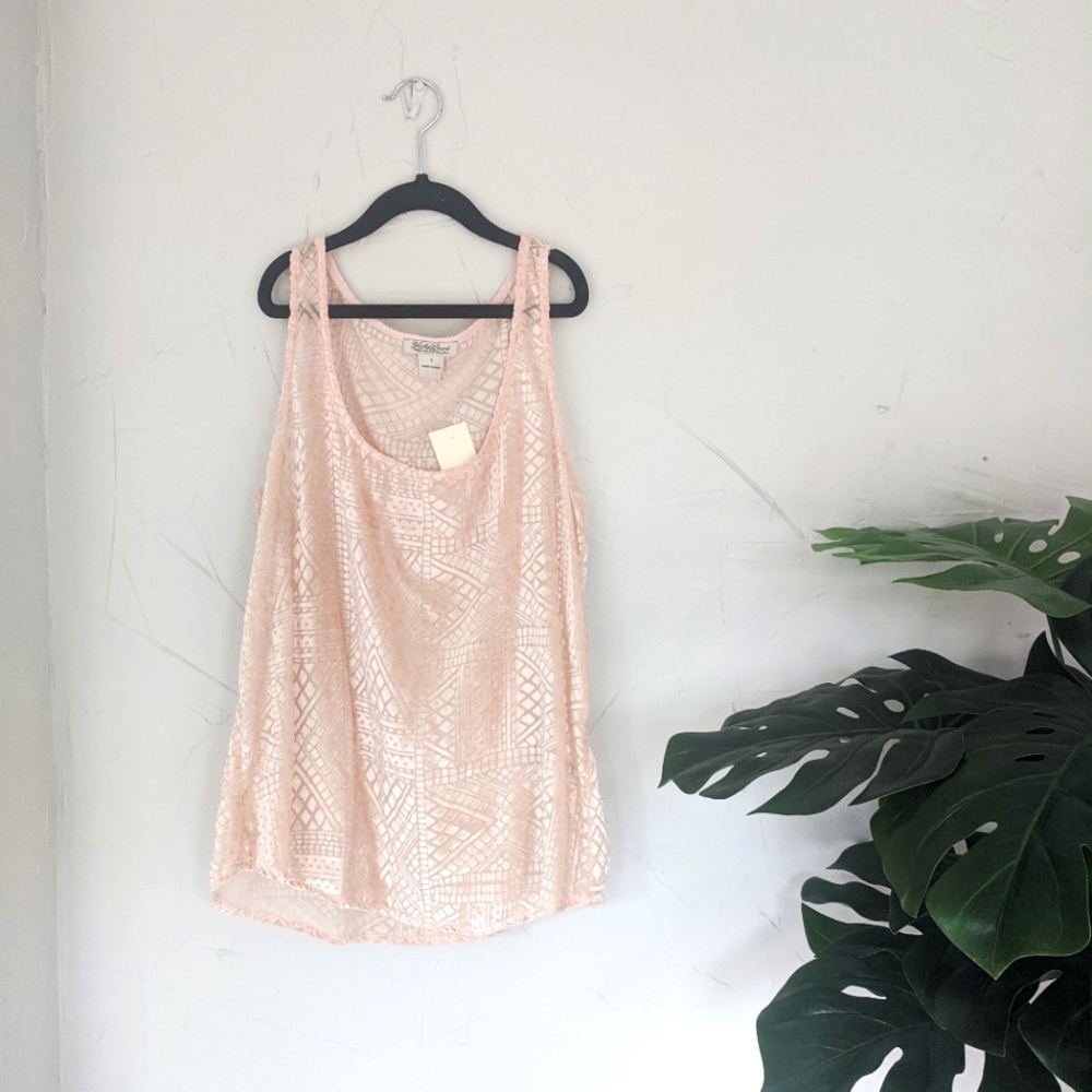 Lucky Brand Tank Top Velvet Burnout Blush Pink, Size S - Picture 1 of 5